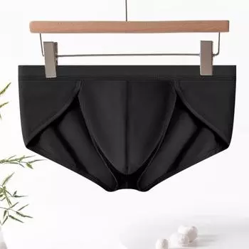 Мужские трусы с высокой эластичностью, облегающие, однотонные, дышащие, гладкие, с заниженной талией, нижнее белье для повседневной носки M