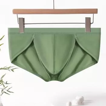 Мужские трусы с высокой эластичностью, облегающие, однотонные, дышащие, гладкие, с заниженной талией, нижнее белье для повседневной носки M