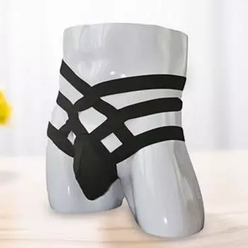 Мужские трусы с высокой талией и полым ремнем, U-выпуклые однотонные бандажные дышащие трусы-стринги, бесшовные трусы L