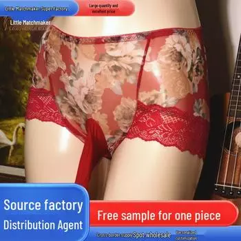 Мужские трусы-слипы большого размера Little Matchmaker из сетки - Сексуальное нижнее белье средней посадки из ледяного шелка, ультратонкое L 100-135 Jin - Open