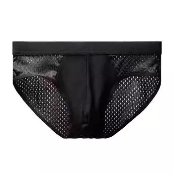 Мужские трусы со средней посадкой, эластичные трусы на талии, дышащие отверстия, ультратонкое однотонное нижнее белье, U-выпуклые трусы без следов L