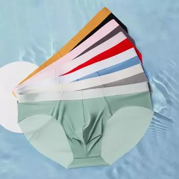Мужские трусы со средней посадкой и эластичным поясом, U-выпуклые трусики в стиле пэчворк, бесшовное нижнее белье из ледяного шелка, повседневная одежда 2XL