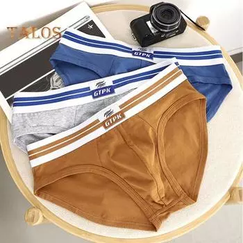 Мужские трусы средней посадки с эластичным поясом, дышащие, подходящие по цвету, облегающие трусы с 3D-дизайном в виде мешочка, повседневная одежда M синий