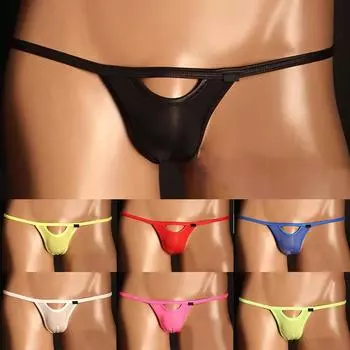 Мужские трусы-стринги из высокоэластичного ледяного шелка с низкой посадкой M