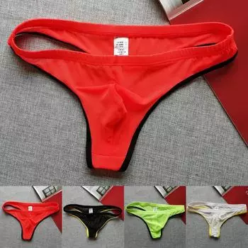 Мужские трусы-стринги, сексуальное прозрачное нижнее белье с Т-образной спинкой, стринги, трусы L