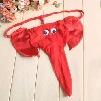 Мужские трусы Yousheng, забавные мультяшные слоновьи головы, длинный эластичный ремешок в виде носа слона, однотонные, мягкие, дышащие, антисептические, мужские трусы-стринги