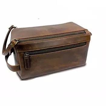 Мужские туалетные принадлежности из натуральной кожи ручной работы, дорожный набор Dopp, сумка для бритья на выходные 3x10x8 коричневый