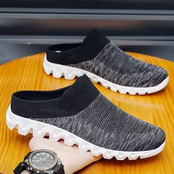 Мужские туфли Baotou half-drag, летние, сетчатые, ленивые, спортивная обувь, одна педаль, легкие, без каблука, повседневные тапочки 39