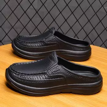 Мужские туфли без каблука, легкие нескользящие повседневные тапочки без застежек, подходящие для прогулок на открытом воздухе 40 чёрный