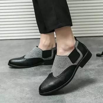 Мужские туфли большого размера British Block из резной кожи весна-осень 2024 года, новые сращивающиеся ткани, ретро-модные мужские туфли 38