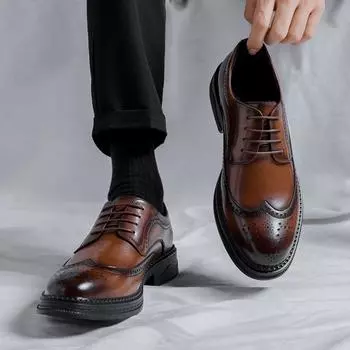 Мужские туфли британский жених свадебный костюм деловой костюм повседневные мужские кожаные туфли 36101-R 38 коричневый