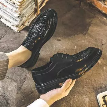 Мужские туфли Brock, британская корейская версия, костюм, тренд, свадебный подарок, деловое платье, повседневные кожаные туфли 18565-J 44 чёрный