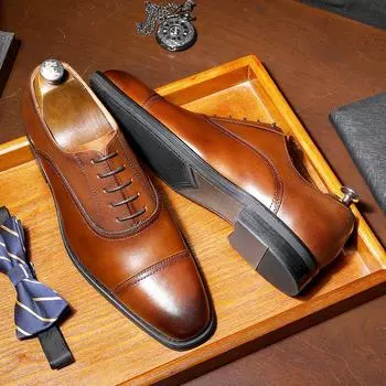 Мужские туфли деловые кожаные туфли мужские остроносые британские повседневные черные свадебные туфли 39 коричневый