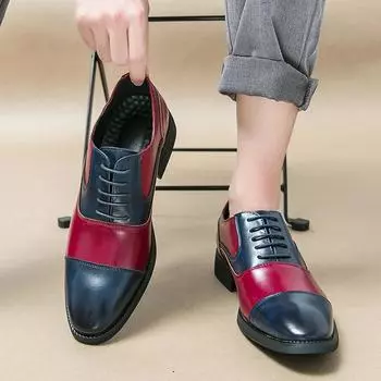 Мужские туфли-дерби, формальные, деловые, повседневные, мозаичные, контрастные, смокинг, свадебные, блейзеры, туфли-седла, большие размеры EU: 38 чёрный/коричневый