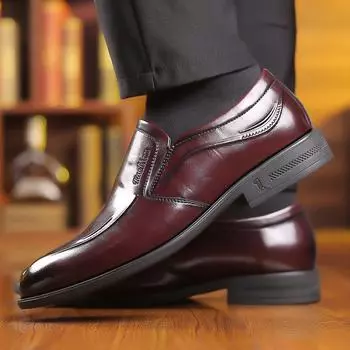 Мужские туфли дерби из кожи с острым носком, роскошные туфли в британском джентльменском стиле для отдыха на природе, для офиса, для прогулок, черные туфли без застежек 38 чёрный