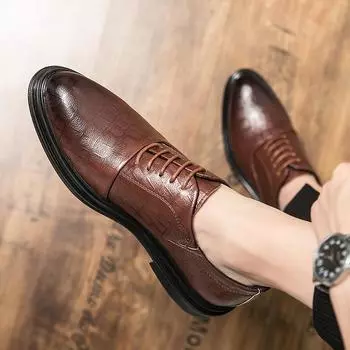 Мужские туфли Дерби, коричневые кожаные туфли, мужские черные туфли в стиле ретро, свадебные блейзеры, туфли-седла, большой размер EU:38 коричневый