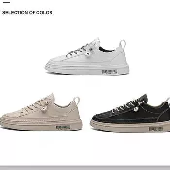 Мужские туфли для доски на толстой подошве, нескользящая мягкая подошва, кожаная повседневная модная модная обувь с низким берцем на шнуровке, спортивная обувь для бега 39 чёрный