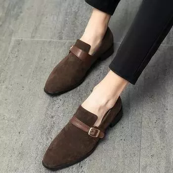 Мужские туфли для кофе и курения, повседневные туфли в стиле хиппи, замшевые туфли-лодочки, туфли-монки для вечеринки, большой размер EU:38 чёрный