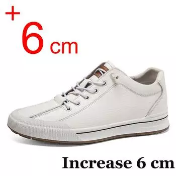 Мужские туфли для скейтбординга из натуральной кожи, увеличивающие рост на 6 см, спортивные мокасины с полыми дышащими кроссовками, увеличивающие рост 39