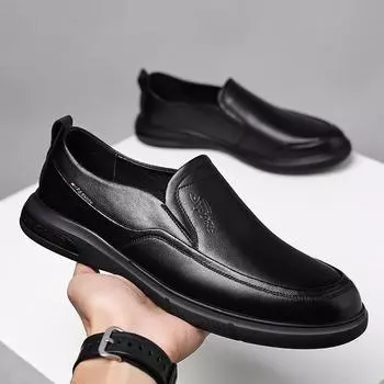 Мужские туфли для среднего и пожилого возраста, деловые, повседневные, кожаные, мужские, из коровьей кожи, с низким верхом, легкие, для вождения, мужские 38 чёрный