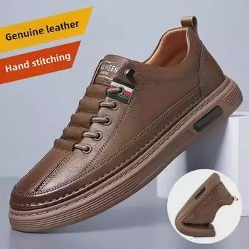 Мужские туфли для вождения из коровьей кожи весна/осень 2024 года — мягкая подошва, универсальные и модные спортивные лоферы 39 чёрный