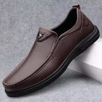 Мужские туфли для вождения из натуральной кожи, летние мокасины без застежек, мужские повседневные туфли на плоской подошве, горячая распродажа, удобные мокасины для отдыха и прогулок 37 чёрный