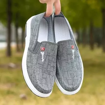Мужские туфли для вождения, нескользящие, повседневные, парусиновые, на плоской подошве, с одной ногой, со стременем, низкие, повседневные, тканевые туфли 44 чёрный