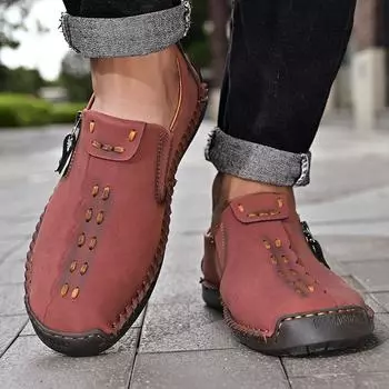 Мужские туфли для вождения, удобные зеленые туфли на плоской подошве, повседневные туфли, летние красные туфли ручной работы для походов на открытом воздухе, большие размеры EU: 38 чёрный