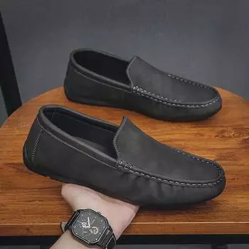 Мужские туфли Doudou Slip-On: Летняя низкая, дышащая, модная и модная повседневная обувь 2024 года. 44 хаки