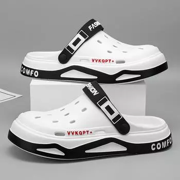 Мужские туфли EVA Hole для летней носки на открытом воздухе Новые пляжные сандалии Мужские нескользящие тапочки 38 белый