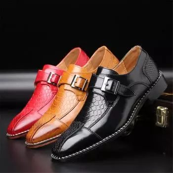 Мужские туфли из искусственной кожи Monk Strap Wingtip, формальные туфли, мокасины, однотонные, соответствуют размеру US 4(EUR 37) чёрный
