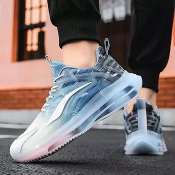 Мужские туфли из кокоса, дышащая сетчатая повседневная спортивная обувь, мужская толстая подошва, увеличивающая высоту, воздушная подушка, модная обувь для папы 36 небесно-голубой