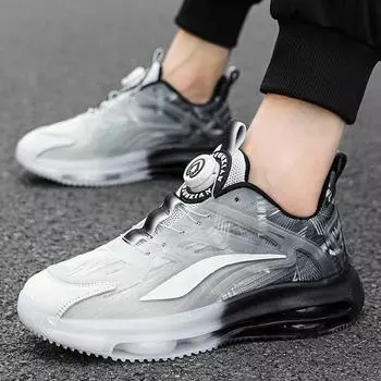 Мужские туфли из кокоса с вращающейся пряжкой, дышащая сетка, повседневная спортивная обувь, мужская толстая подошва, увеличивающая высоту, воздушная подушка, модная обувь для пап Douyin 36