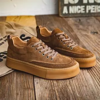 Мужские туфли из коровьей замши, кроссовки на шнуровке, дышащие, повседневные туфли для мужчин, мягкая нескользящая мужская обувь, весна-осень, мужские туфли 6.5