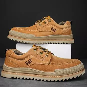 Мужские туфли из ковбойской кожи на шнуровке с мягкой подошвой, дышащие кроссовки, повседневные, с антискользящим покрытием, для прогулок на открытом воздухе, спортивная обувь 41 коричневый