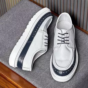 Мужские туфли из кожи Brock, британские, на шнуровке, с мягкой подошвой, первый слой из коровьей кожи, ретро, ручная работа, повседневные туфли из натуральной кожи для мужчин 38 коричневый