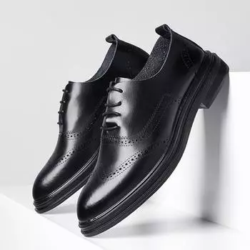 Мужские туфли из кожи Brock, мужские туфли в стиле ретро со шнуровкой и резными узорами из кожи, оптовая продажа 4013-X 38 коричневый