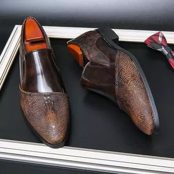 Мужские туфли из кожи с крокодиловым узором, мужские мокасины с ручной прошивкой, дышащие туфли без застежек, мужская обувь для вождения 38