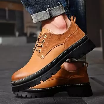 Мужские туфли из кожи с круглым носком, из натуральной кожи высшего качества, модные, для вечеринок, свадеб, отдыха на природе, для бизнеса, офиса, мужские туфли 38 чёрный