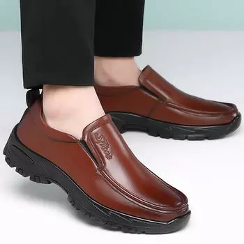 Мужские туфли из натуральной кожи 38-47, мягкие нескользящие резиновые мокасины, мужские повседневные туфли из натуральной кожи 38