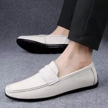 Мужские туфли из натуральной кожи класса люкс для отдыха, бизнеса, офиса, моды, вечеринок, классические черные туфли-лоферы без застежек 37 чёрный