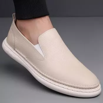 Мужские туфли из натуральной кожи Минималистичный удобный универсальный стиль Повседневная деловая офисная обувь для отдыха на природе походная качественная обувь 38 чёрный