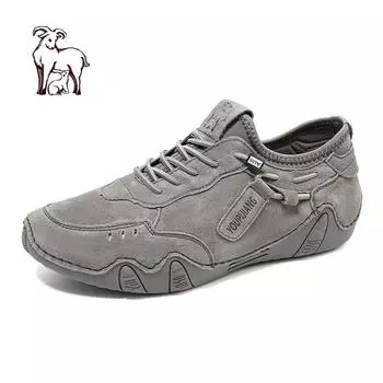 Мужские туфли из натуральной кожи на шнуровке, плоские туфли, кроссовки 39 песочный