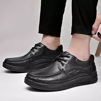 Мужские туфли из натуральной кожи на шнуровке, оксфорды, уличные нескользящие кроссовки, дышащая повседневная обувь, дизайнерская вулканизированная обувь на шнуровке 6.5