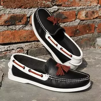 Мужские туфли из натуральной кожи, повседневная обувь от люксового бренда, легкие кроссовки для вождения, мужские мокасины для торжественных случаев 39 чёрный