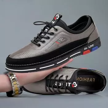 Мужские туфли из натуральной кожи с эластичной резинкой, мужские кроссовки, лаконичные, с мягкой подошвой, мужские повседневные туфли, легкие кроссовки для бега, теннисные туфли 50 38 чёрный