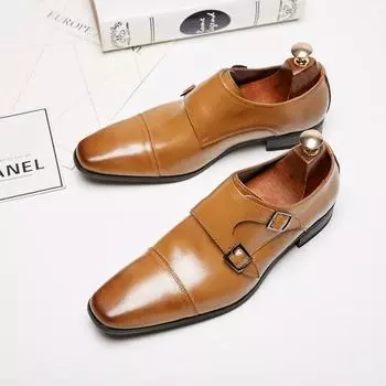 Мужские туфли из натуральной кожи, свадебные туфли, черные, коричневые, с пряжкой, мужские туфли H358 39 чёрный