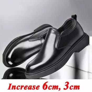 Мужские туфли из натуральной кожи, увеличивающие рост, туфли на платформе и каблуках, увеличивающие рост, для мужчин, повседневные деловые мокасины высотой 6 см 37