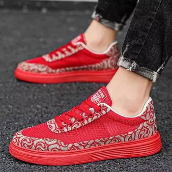 Мужские туфли из парусины с низким верхом, лето 2024, новые нишевые туфли с низким верхом и принтом, мужская обувь на платформе для спорта и отдыха, модная обувь 39