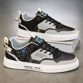 Мужские туфли из сетки, весна 2025, новые дышащие универсальные сетчатые повседневные маленькие белые туфли на плоской подошве, модные тонкие модные туфли 39 белый